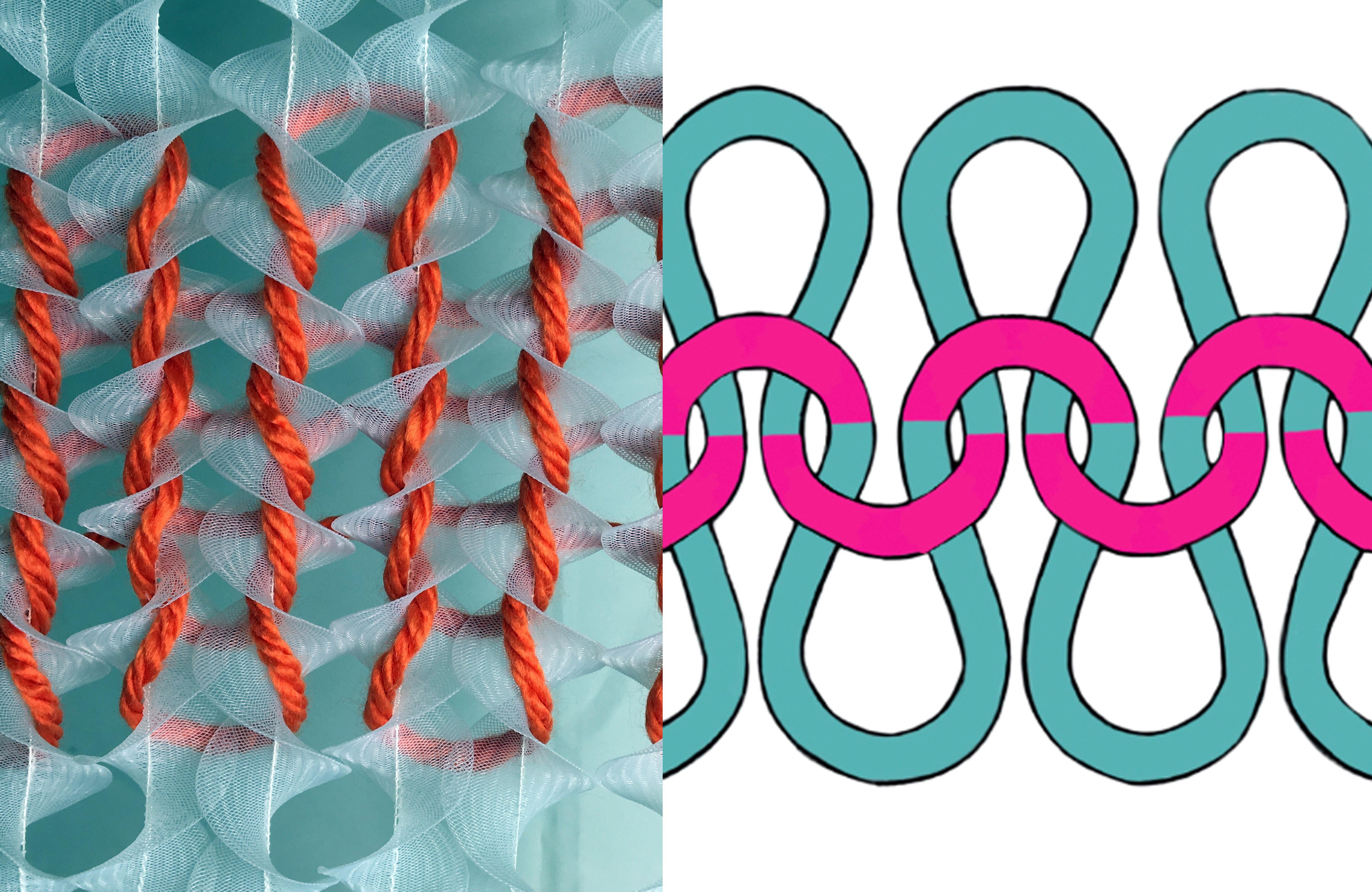 Photo and illustration of knitted material